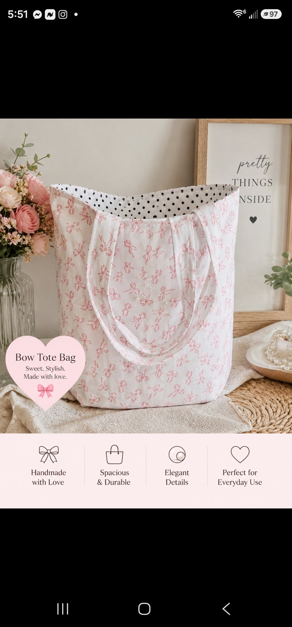 Bow tote bag