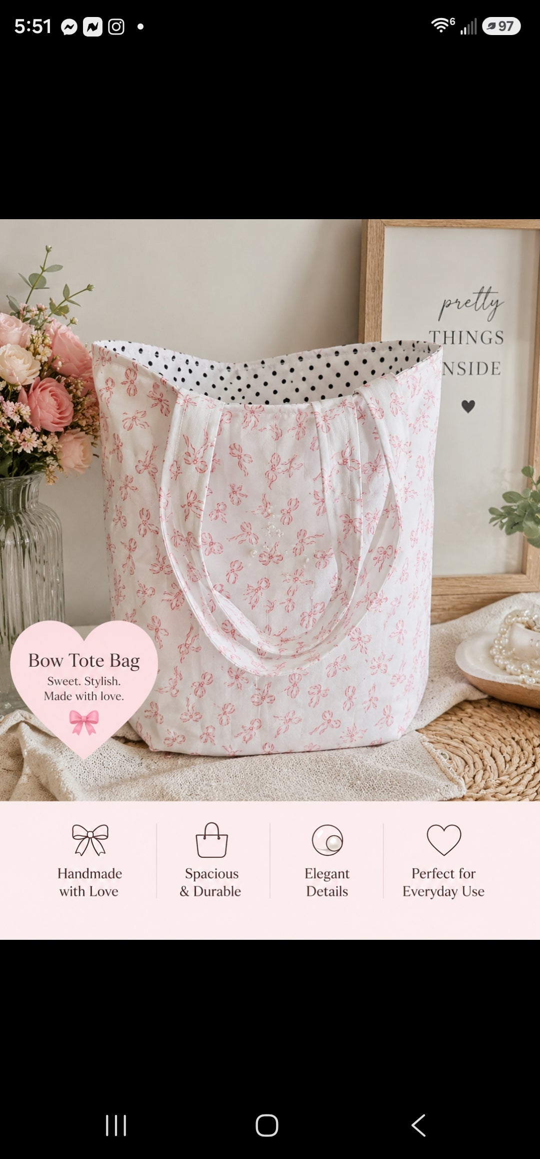 Bow tote bag