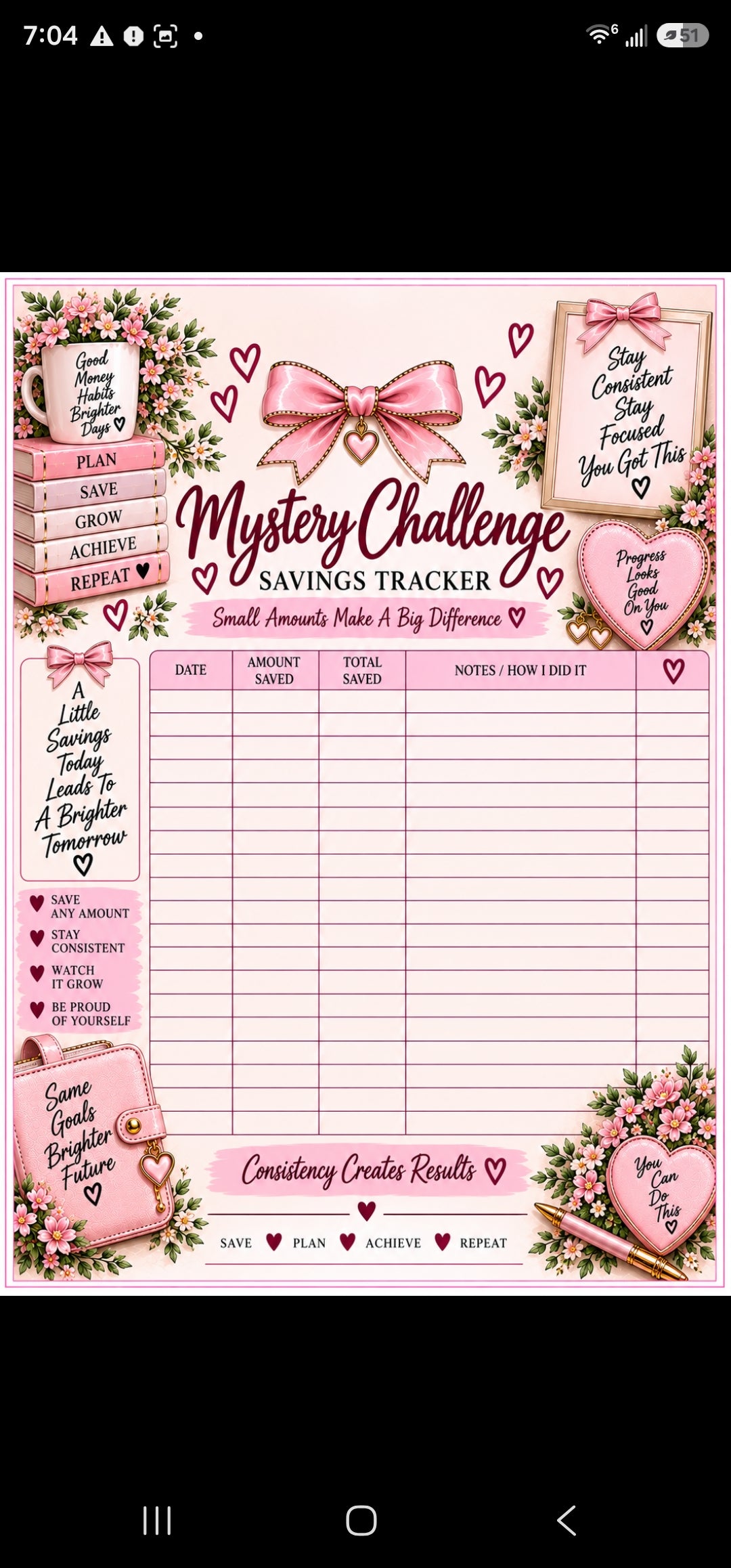 Mystery saving challenge